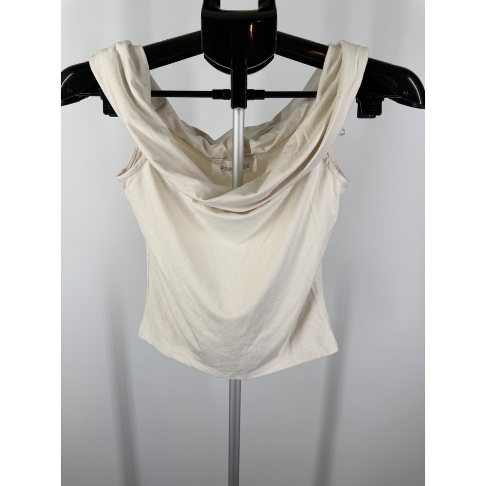 Pink Rose Womens Cream Off Shoulder Cowl Neck Knit Top Small NEW - Picture 1 of 9